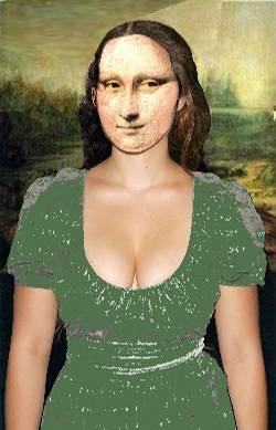 Mona Lisa with low neckline green dress